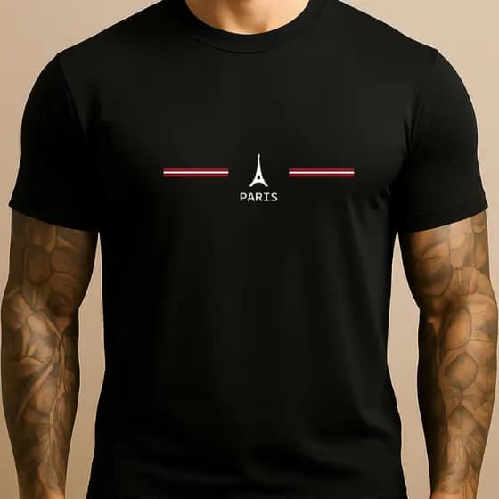 Camiseta Masculina PARIS TORRE 100% algodao manga curta gola redonda