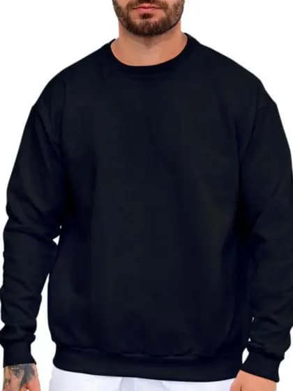 Moletom Careca Liso Gola Redonda Algodão Sem Capuz