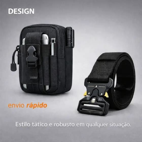 Kit de Pochete Tático Militares e Cinto Largo Engate Rápido Antialérgico Multiuso Masculino Feminino