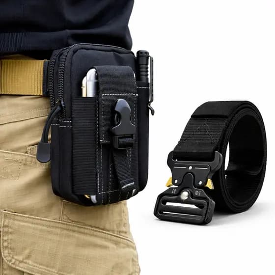 Kit de Pochete Tático Militares e Cinto Largo Engate Rápido Antialérgico Multiuso Masculino Feminino