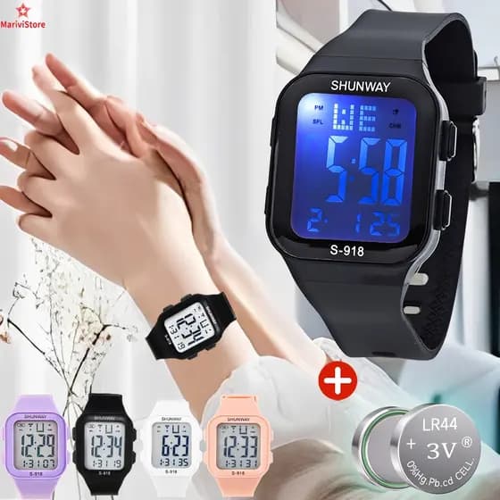 Relógio Feminino Esportivo Digital Led 50m À Prova D'Água Cronômetro Alarme