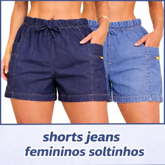 Short feminino soltinho, Bermuda jeans feminina, praia feminino, Short jeans feminino cintura alta..