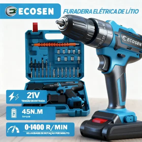 Parafusadeira/Furadeira 21V 6500MAH 110V-220v 2 12V baterias