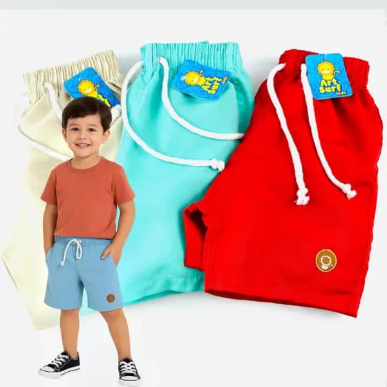 Kit 6 shorts tactel infantil masculino bermuda juvenil moda praia verão short mauricinho