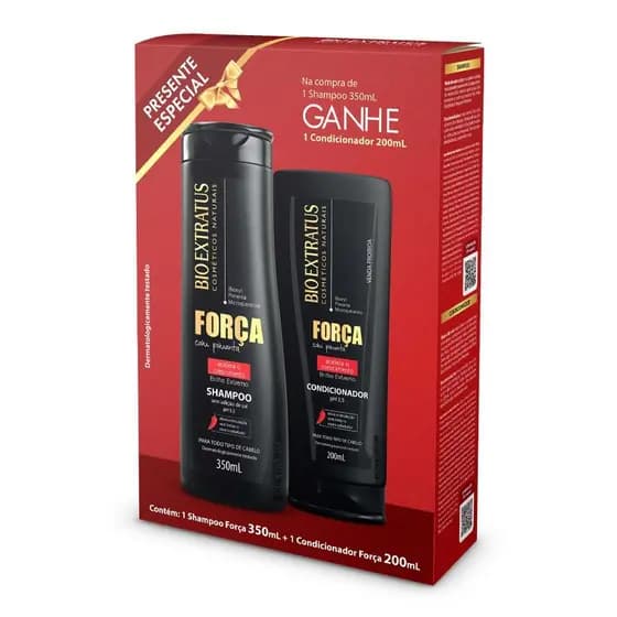 Kit Bio Extratus Shampoo + Condicionador Força Pimenta 350ml + 200ml Crescimento Capilar