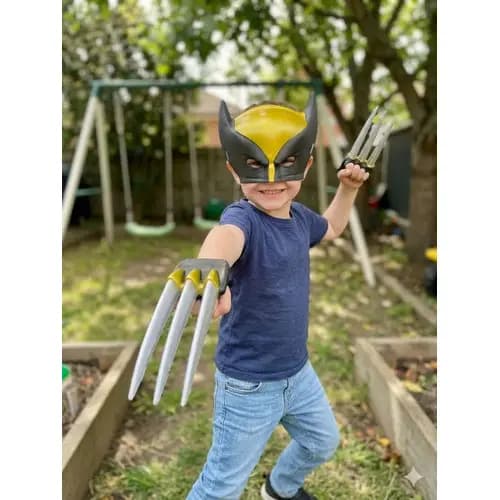 Mascara E Duas Garras Do Wolverine De Plástico Flexível filme identica