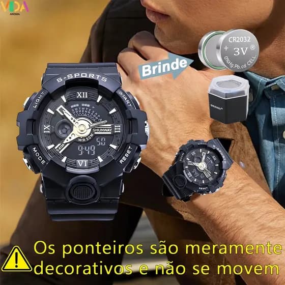 Relógio Masculino A Prova D Água Digital Esportivo Relogios Militar Led Presente Para Homem