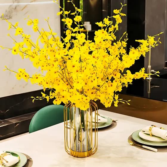 Flores Artificiais Para Decoração De Mesa 60cm Buquê Com Folhagem Verde Arranjo Para Casa E Festas