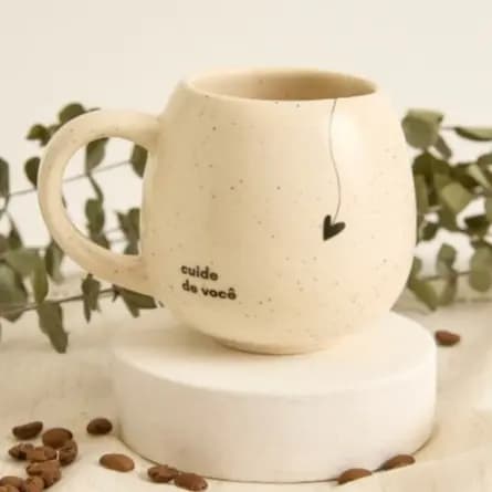 Caneca Diferenciada Oval Bojuda Artesanal MOON FRASES 300ml Cerâmica Presente Xícara Grande Moon
