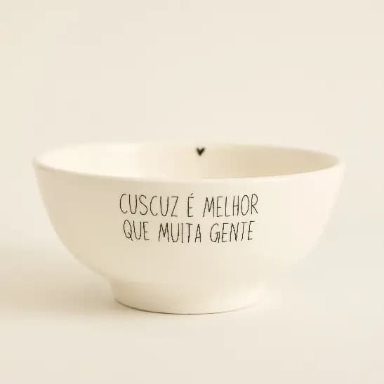 Kit até 2 unidades Bowl Cuscuz Tigela de Porcelana Branca Cuscuz é melhor que muita gente16x7,5 cm