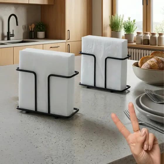 Kit 2 Porta Papel Tolha de Rolo Mesa Cozinha Bar Bancada Organizador Compacto Aço Carbono Resistente