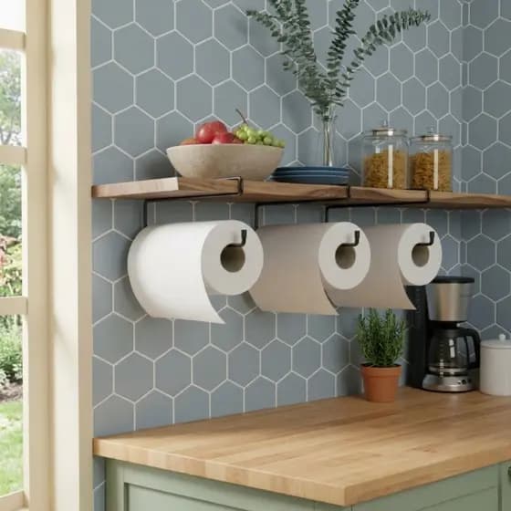 Kit 3 Suporte Para Porta Rolo De Papel Toalha Prateleira Multifuncional Cozinha Restaurante Armário