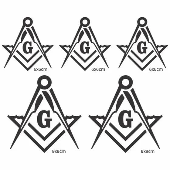 Adesivo Maçonaria Compasso e Esquadro PHA Gadu Kit 5unid