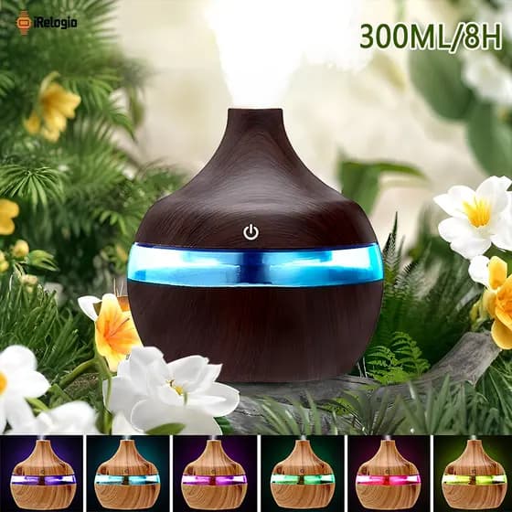 Umidificador E Aromatizador De Ar Grande 8H 300ML Difusor Ultrassônico Elétrico Aromatizador Com Luz LED