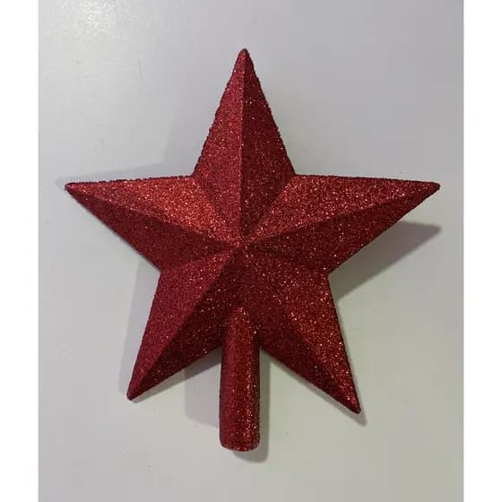 Estrela Ponteira Com Glitter 15cm Para Arvore De Natal E72005