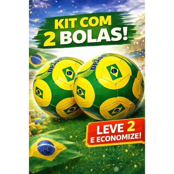 Kit 2 Bolas de Futebol Tema Brasil Nº5 Copa Seleção Alta Qualidade