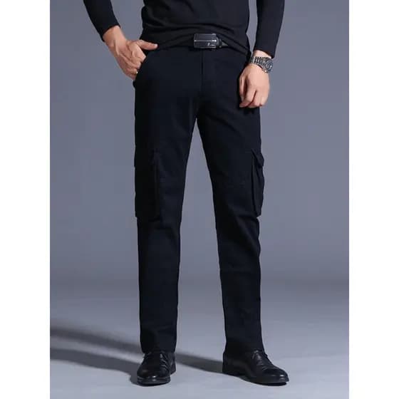 Primavera outono engrossado ao ar livre casual calças de carga masculino escalada multi-bolso