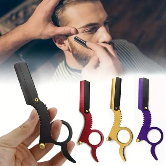 Navalhete Profissional De Barbeiro Navalha De Dedo ergonomico - Dourado Roxo Preto Vermelho