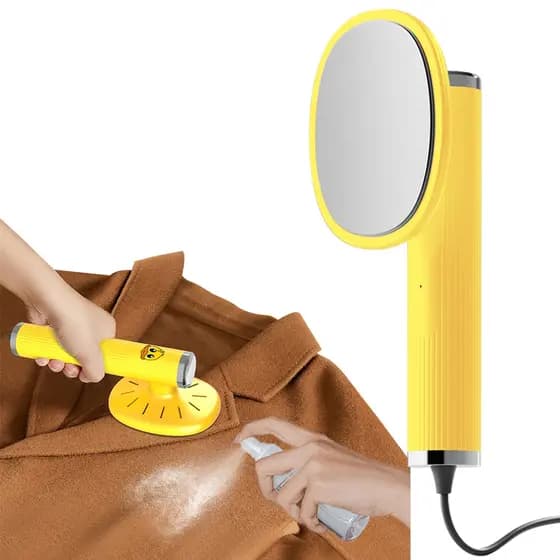 Mini ferro eletrico Ferro de Passar Roupa Portátil 220V Leve Início por Botão Amarelo e Branco Cabo Pequeno para Viagem