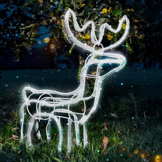 Rena Led Branco Frio Média 110v ou 220v Decoração Natalina Enfeite de Natal Estrela Cadente