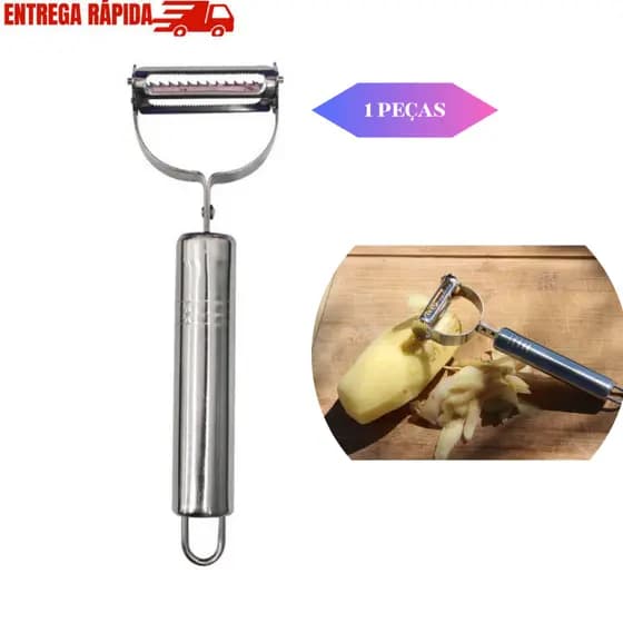 Descascador INOX Legumes Frutas Dupla Lâmina Móvel 2 Em 1