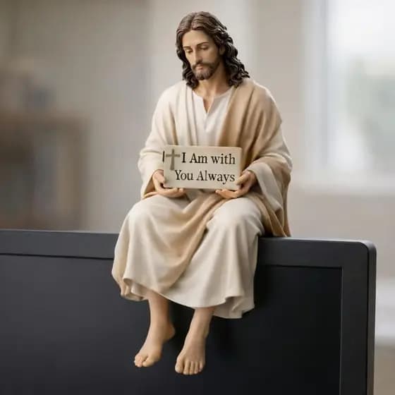 Estatueta De Companheiro De Mesa De Resina De Jesus , Design Sentado Feito À Mão , Estátua Cristo ,'Eu Estou Com Você Se