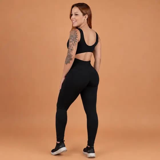 Macacão Longo Legging Fitness Academia Sem Transparencia