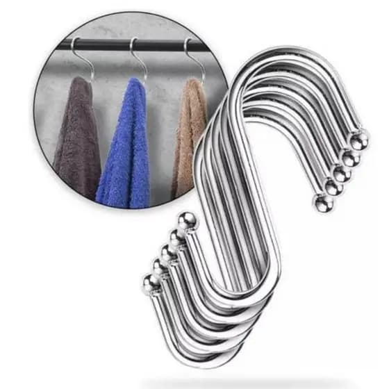 Kit 06 Ganchos Aço Inox Cozinha Barra Utensilios Roupa 5kg