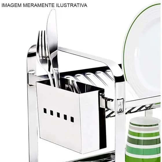 Porta Talher de Aço Inox Dinox Prata - Organização e Estilo para sua Cozinha