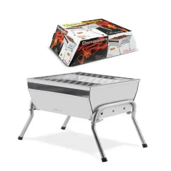 Churrasqueira Pequena Portátil com Pés em Aço Inox - DINOX para Churrasco Perfeito