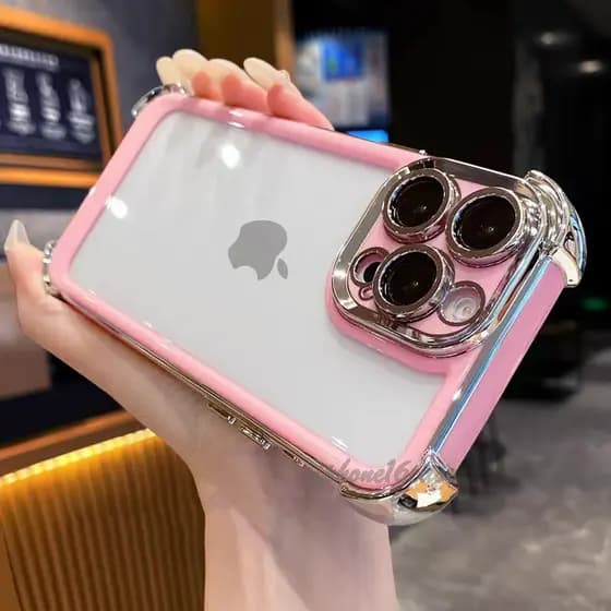 Novo Chapeamento Transparente Caso De Proteção Airbag Para iPhone 16 15 14 13 11 12 Pro Max Capa Traseira À Prova De Cho