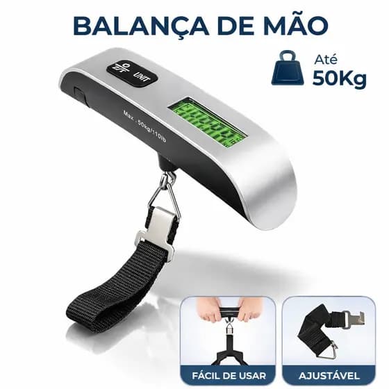 Balança de Mão Portátil Para Mala Portátil Suspensa Até 50kg Para Peixe Bagagem Viagem
