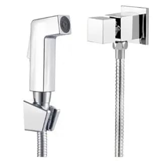 Ducha Higiênica Luxo Preta ou Cromada - Quadrada Square Luxo - Toda em Metal 1/4 - Para Banheiro
