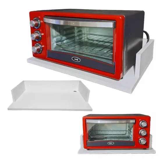 Prateleira Suporte Microondas MDF 50x35 Branco Parede Nicho Air Fryer Forno 20kg Resistente