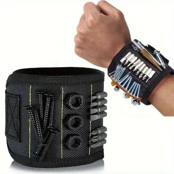 Pulseira Munhequeira Imã Magnética Porta Parafusos, Porcas, Bits, Pregos, Pequenas Ferramentas, Bracelete Magnético