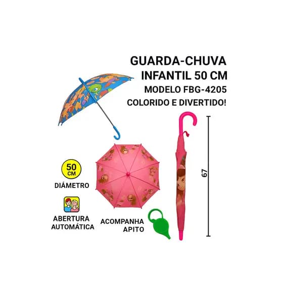 GUARDA-CHUVA INFANTIL 50 CM | Colorido e Divertido
