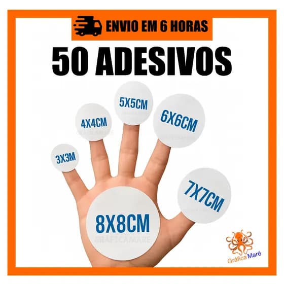 50 Adesivos Personalizados em Vinil 3x3 4x4 5x5 6x6 7x7 Etc - Etiqueta Personalizada