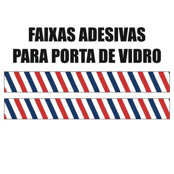 Faixa Adesiva Porta de Vidro Barbearia Salão Cabelo Kit C/ 2un 100x10cm