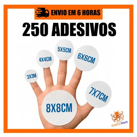 250 Adesivos Personalizados em Vinil 3x3 4x4 5x5 6x6 7x7 Etc Etiqueta Adesiva