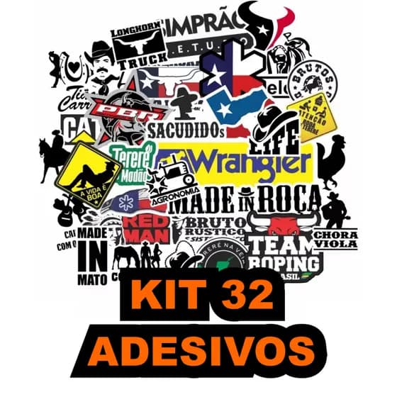 Kit 3 cartelas de Adesivos Country + De 32 Unidades Para Garrafas Copos Terere Agro Texas