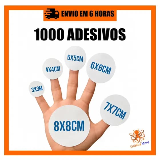 1000 unidades Adesivos Personalizados em Vinil 3x3 4x4 5x5 6x6 8x8 Etc - Etiqueta Personalizada