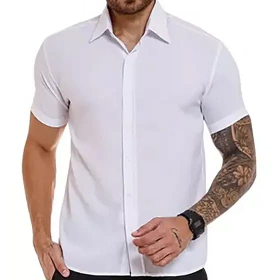 Camisa Social Lisa Basica Masculina Havaiana Promoção Verão Praia