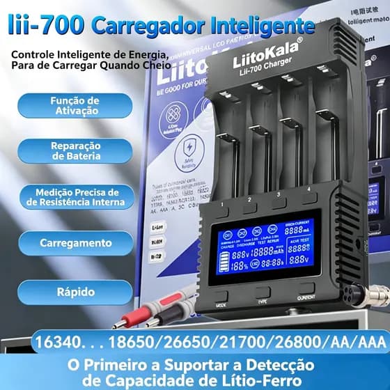 Lii700 Multifuncional 3A Carregador Inteligente de Carga Rápida 18650 Capacidade Detecção de Resistência Interna 21700 B