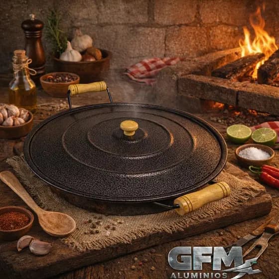 Disco Chapa de Arado com tampa Bifeira Aço Rústico Reforçado com Alças Grande