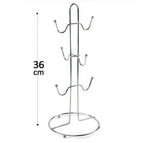 Suporte Porta Xicaras para 6 Xicaras Inox 36 cm