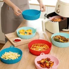 Kit 6 Formas Airfryer Tamanhos Variados Silicone Antiaderente Microondas Lavável com Alça