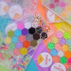 Kit de Miçangas Infantil Coloridas para DIY, Pulseiras e Colares, 24 Compartimentos