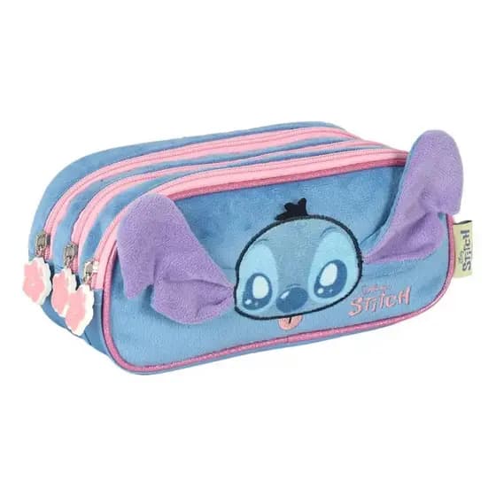 Estojo Escolar Triplo Stitch Azul Ei42425sc Luxcel - Azul - Stitch