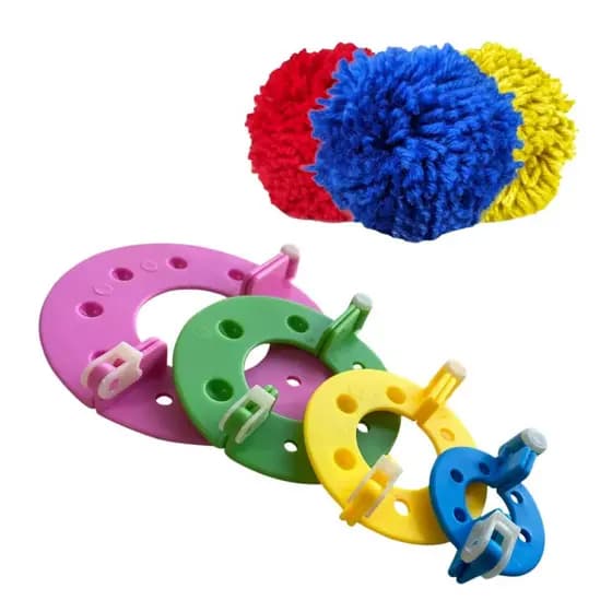 Kit Faz Pompom bola 4 Medidas manual Artesanato Tricô Crochê