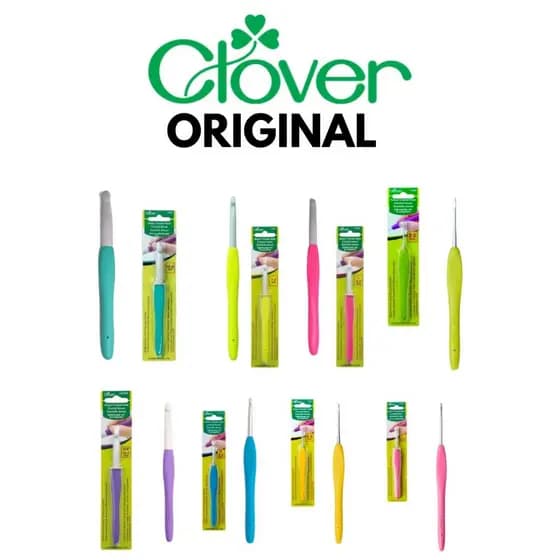 Agulha de Crochê Clover amour Vários tamanhos Cabo Emborrachado Super Premium